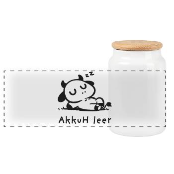 akkuh leer kuh akku lustige illustration tier - Panorama Keksdose mit Holzdeckel - Weiß - Vorne