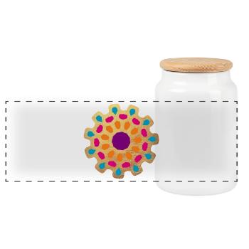Mandala Gold Ornament India Yoga Colorful Decoration - Panoramic Cookie Jar with Wooden Lid - white - Front