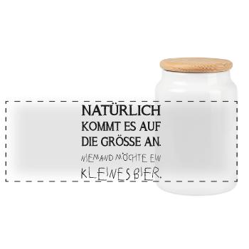 niemand möchte ein kleines bier - Panorama Keksdose mit Holzdeckel - Weiß - Vorne