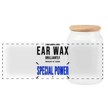Ear Doctor Ears Earwax Gift Funny - Panoramic Cookie Jar with Wooden Lid - white - Front