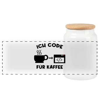 Coder Statement Arbeit Job Geld Verdienen Karriere - Panorama Keksdose mit Holzdeckel - Weiß - Vorne
