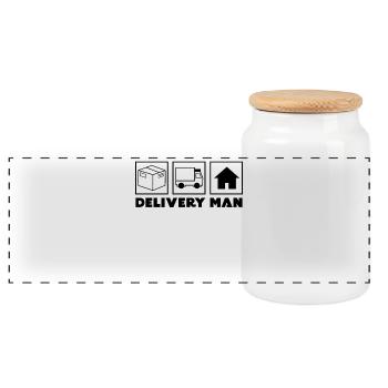 Delivery Driver Job Employee Career Statement - Panoramic Cookie Jar with Wooden Lid - white - Front