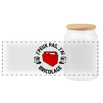 Je peux pas j ai bricolage cadeau bricoleur - Boîte à biscuits avec couvercle en bois - blanc - Devant