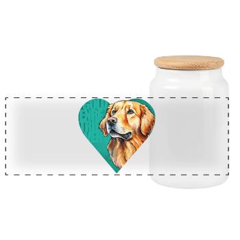 Golden Retriever Portrait - Panorama Keksdose mit Holzdeckel - Weiß - Vorne