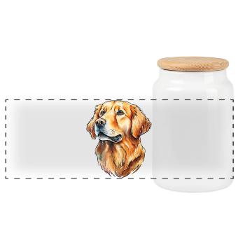 Golden Retriever Portrait - Panorama Keksdose mit Holzdeckel - Weiß - Vorne