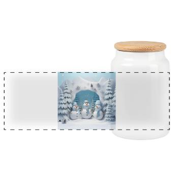 3 petits bonhomme de neige - Boîte à biscuits avec couvercle en bois - blanc - Devant