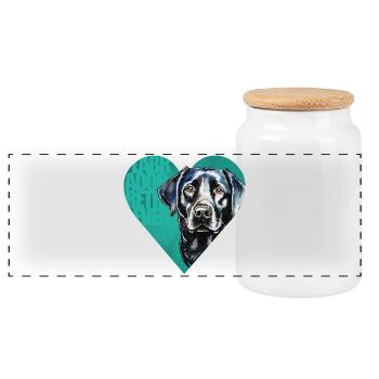 Labrador Retriever Portrait - Panoramic Cookie Jar with Wooden Lid - white - Front