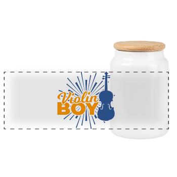 Violons Garçon - Boîte à biscuits avec couvercle en bois - blanc - Devant