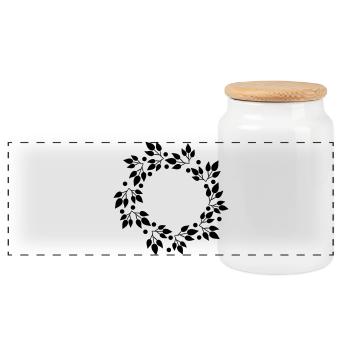 Couronne - Boîte à biscuits avec couvercle en bois - blanc - Devant