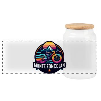 Monte Zoncolan - For lovers of altitude - Panoramic Cookie Jar with Wooden Lid - white - Front