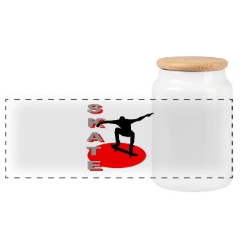 SKATE - Panoramic Cookie Jar with Wooden Lid - white - Front