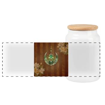 Wunderschöne und elegante Lotusblume - Panorama Keksdose mit Holzdeckel - Weiß - Vorne
