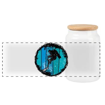 Blue Summit Silhouette - Panoramic Cookie Jar with Wooden Lid - white - Front
