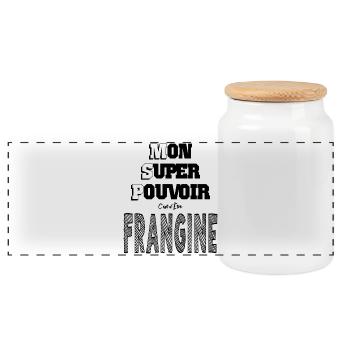 Mon Super Pouvoir Etre Frangine Sœur - Boîte à biscuits avec couvercle en bois - blanc - Devant