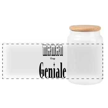Maman Trop Géniale Mère - Boîte à biscuits avec couvercle en bois - blanc - Devant