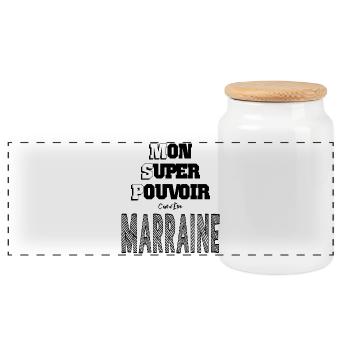 Mon Super Pouvoir Etre Marraine - Boîte à biscuits avec couvercle en bois - blanc - Devant