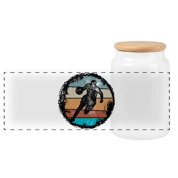 Retro Court Silhouette - Panoramic Cookie Jar with Wooden Lid - white - Front