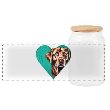 Labrador Retriever Portrait - Panoramic Cookie Jar with Wooden Lid - white - Front