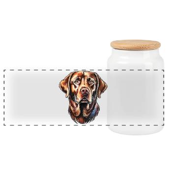 Labrador Retriever Portrait - Panorama Keksdose mit Holzdeckel - Weiß - Vorne