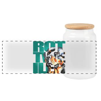 Rottweiler Portrait - Boîte à biscuits avec couvercle en bois - blanc - Devant