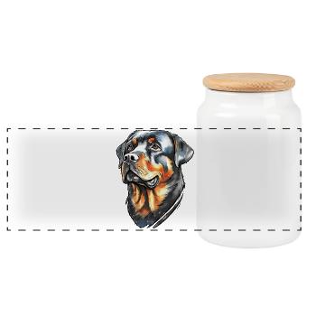 Rottweiler Portrait - Boîte à biscuits avec couvercle en bois - blanc - Devant