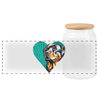 Rottweiler Portrait - Boîte à biscuits avec couvercle en bois - blanc - Devant