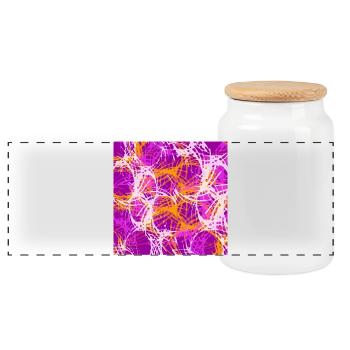 Abstract color loops in purple and orange - Panoramic Cookie Jar with Wooden Lid - white - Front