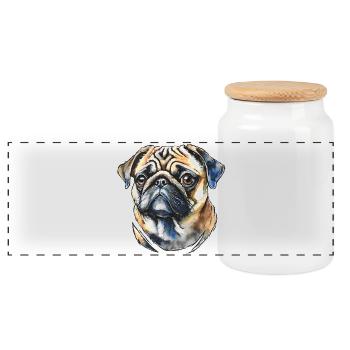 Portrait de carlin - Boîte à biscuits avec couvercle en bois - blanc - Devant