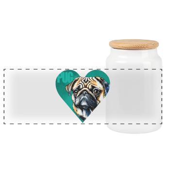 Portrait de carlin - Boîte à biscuits avec couvercle en bois - blanc - Devant