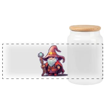Chemise naine de magicien fantastique de jardin - Boîte à biscuits avec couvercle en bois - blanc - Devant
