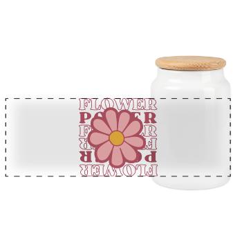 Flower PowerElegantes Blumenmotiv - Panorama Keksdose mit Holzdeckel - Weiß - Vorne
