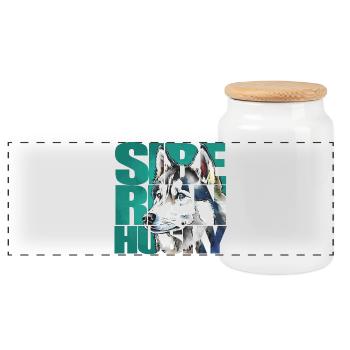 Siberian Husky Portrait - Panoramic Cookie Jar with Wooden Lid - white - Front