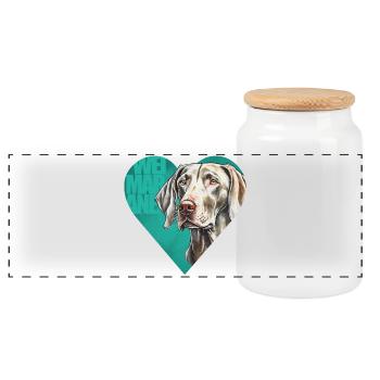 Weimaraner Portrait - Panorama Keksdose mit Holzdeckel - Weiß - Vorne