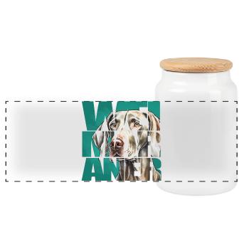 Weimaraner Portrait - Panorama Keksdose mit Holzdeckel - Weiß - Vorne