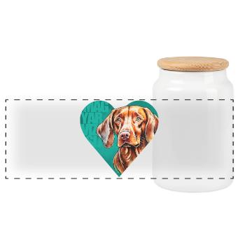 Magyar Vizsla Portrait - Panorama Keksdose mit Holzdeckel - Weiß - Vorne