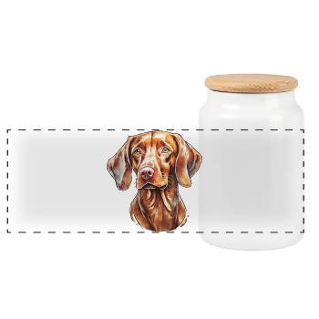 Magyar Vizsla Portrait - Panorama Keksdose mit Holzdeckel - Weiß - Vorne