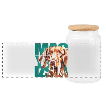 Magyar Vizsla Portrait - Panorama Keksdose mit Holzdeckel - Weiß - Vorne