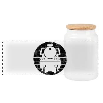Locomotive Sketch - Panoramic Cookie Jar with Wooden Lid - white - Front