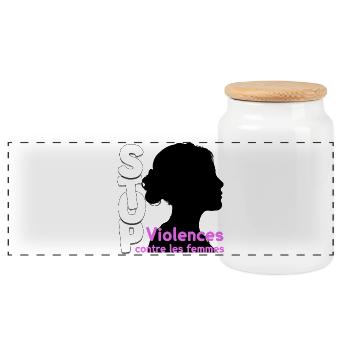 Support for Women Against Violence - Panoramic Cookie Jar with Wooden Lid - white - Front