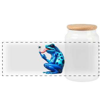 Pfeilgiftfrosch Frosch - Panorama Keksdose mit Holzdeckel - Weiß - Vorne