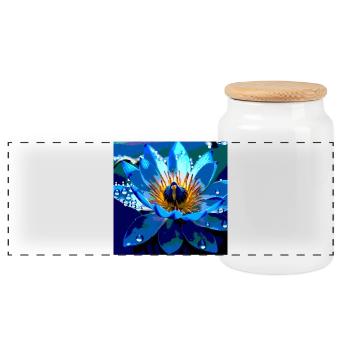 le Lotus Bleu - Boîte à biscuits avec couvercle en bois - blanc - Devant