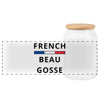 beau gosse Français . cadeau humour bel homme - Boîte à biscuits avec couvercle en bois - blanc - Devant