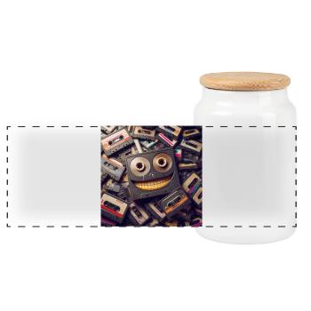 Kassette - Panorama Keksdose mit Holzdeckel - Weiß - Vorne
