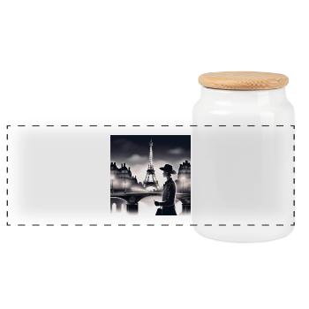 Paris, France, capitale de la France - Boîte à biscuits avec couvercle en bois - blanc - Devant
