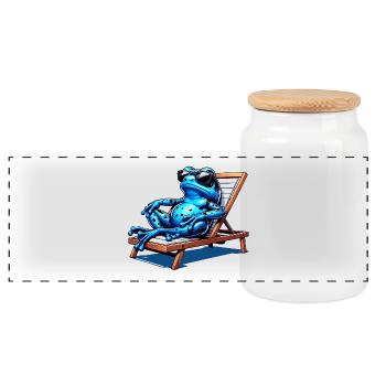 Pfeilgiftfrosch Frosch Design - Panorama Keksdose mit Holzdeckel - Weiß - Vorne