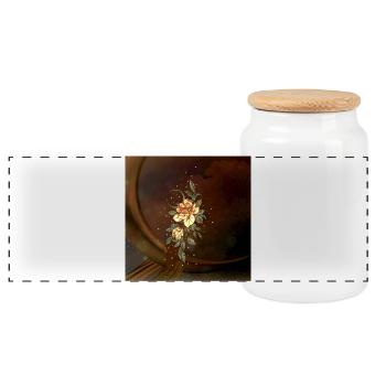 Wunderbare, elegante Blume. - Panorama Keksdose mit Holzdeckel - Weiß - Vorne