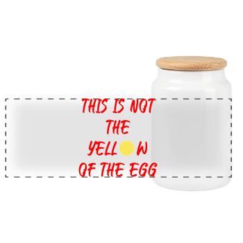 This is not the yellow of the egg - Panorama Keksdose mit Holzdeckel - Weiß - Vorne
