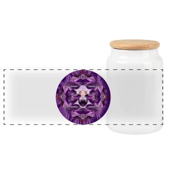 Motif Cristal Améthyste Violet Lumineux - Boîte à biscuits avec couvercle en bois - blanc - Devant