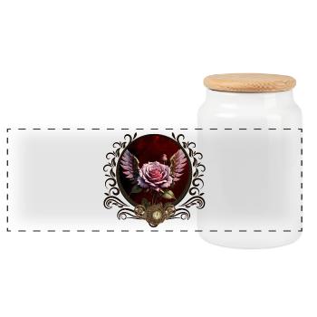 Magnifique rose steampunk avec des ailes. - Boîte à biscuits avec couvercle en bois - blanc - Devant