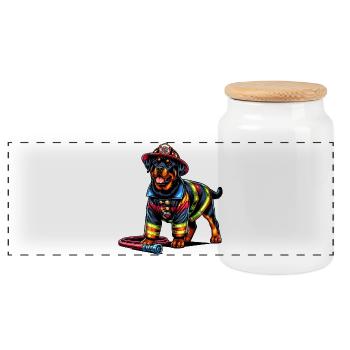 Conception du service d'incendie de Rottweiler - Boîte à biscuits avec couvercle en bois - blanc - Devant